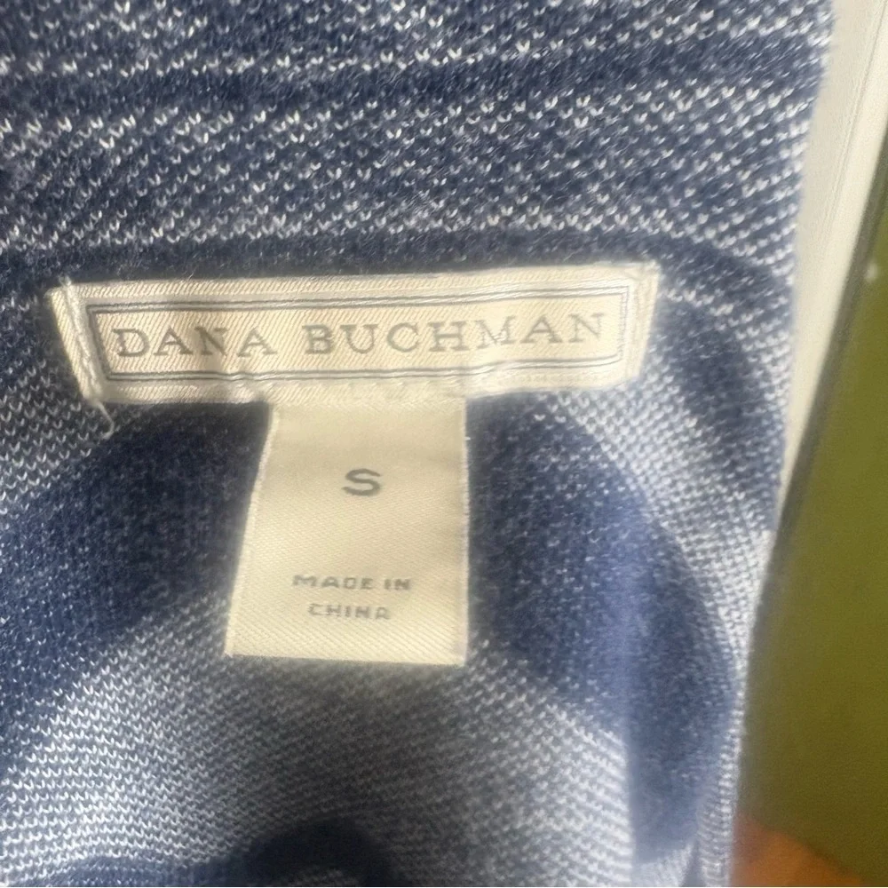 Dana Buchman Navy Cream Geometric Open Front Cardigan Small